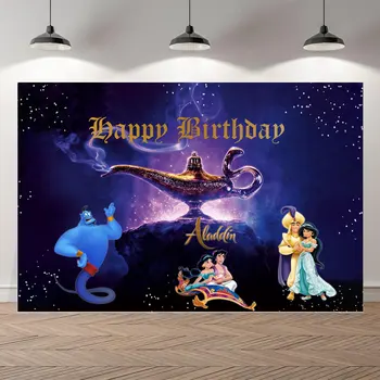 

Photography Backdrop Aladdin Lamp Cartoon Princess Backdrop Birthday Party Jasmine Backgrounds Photo Studio Photocall Photo Prop