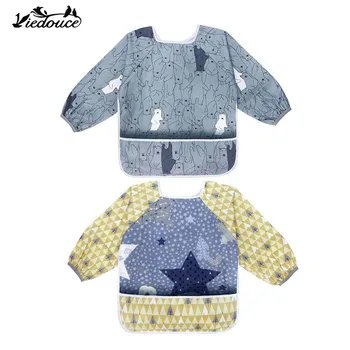 

Viedouce 2PCS kids baby bibs waterproof long sleeve bib self feeding baby girl bandana muslin bibs apron for baby boy girls