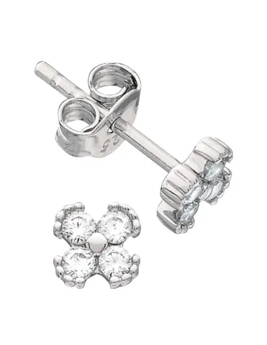 Pendientes Plata Rodiada Trébol Circonitas