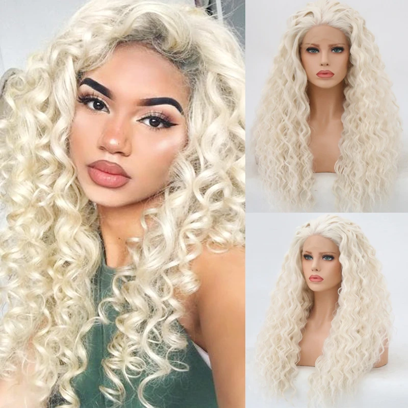 Charisma Blonde Wig Hand Tied Synthetic Lace Front Heat Resistant Hair Free Parting Natural Hairline For Women Curly Wigs | Шиньоны и