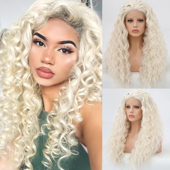 

Charisma Blonde Wig Hand Tied Synthetic Lace Front Wig Heat Resistant Hair Free Parting Natural Hairline For Women Curly Wigs