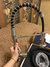 Grifos de latón para fregadero de cocina, escobilla, Palanca única, resorte extraíble, mezcladores, agua fría y caliente, grúa 9009