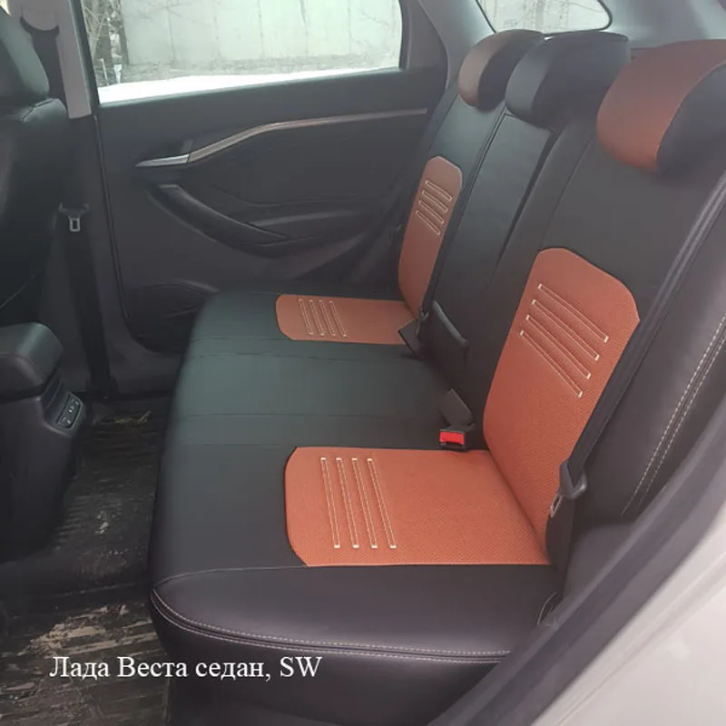 Для Lada Vesta(Лада Веста) седан, SW комплект модельных чехлов на сиденья из экокожи-модель турин экокожа