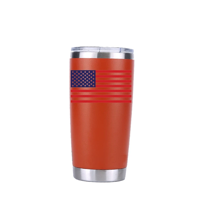 20 oz orange Американский флаг 30 унций стакан дорожная Автомобильная кружка с двойными стенками Изолированная вакуумная фляжка термос из нержавеющей стали термос для воды, кофе чашка - Цвет: 20 oz orange
