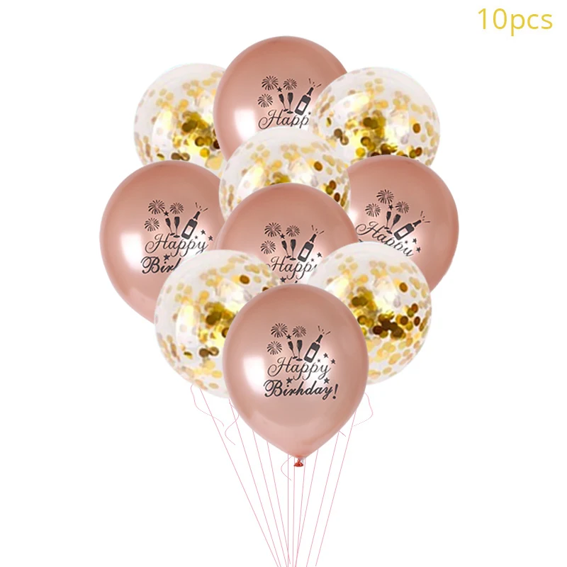 10 шт. золотые черные конфетти с днем рождения воздушные шары розовое золото Воздушные шары на день рождения украшения Дети взрослый юбилей Свадебная вечеринка
