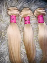 Extensiones de cabello de Color rubio miel 613, paquete de extensiones de cabello brasileño de 8 - 40 pulgadas, cabello humano Remy liso, se puede comprar 1, 3 y 4 paquetes de oferta
