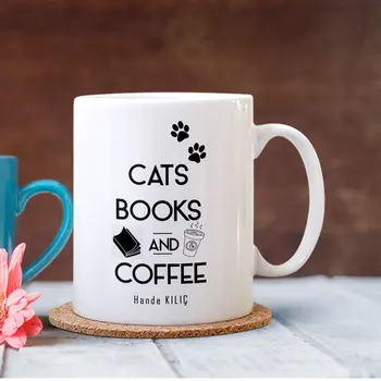 

Personalized Cats and Book White Mug Cup-2