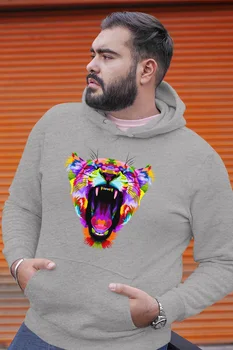 

Angemiel Wear Open Mouth Tiger Gray Men 'S Hooded Sweatshirt