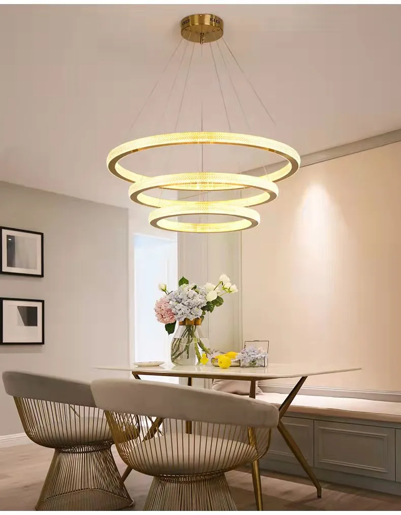 Aluminum LED Chandelier Modern Indoor Living Room Gold Finish Ceiling Chandelier Dining Room Pendant Lamp Duplex Apartment Light hanging light fixtures