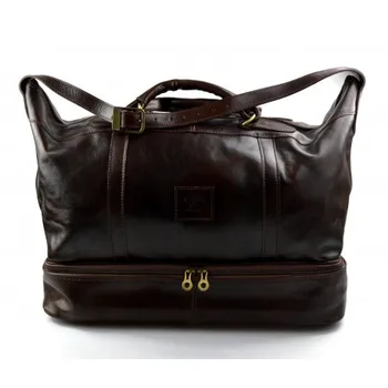 

Leather duffle bag genuine leather shoulder bag dark brown