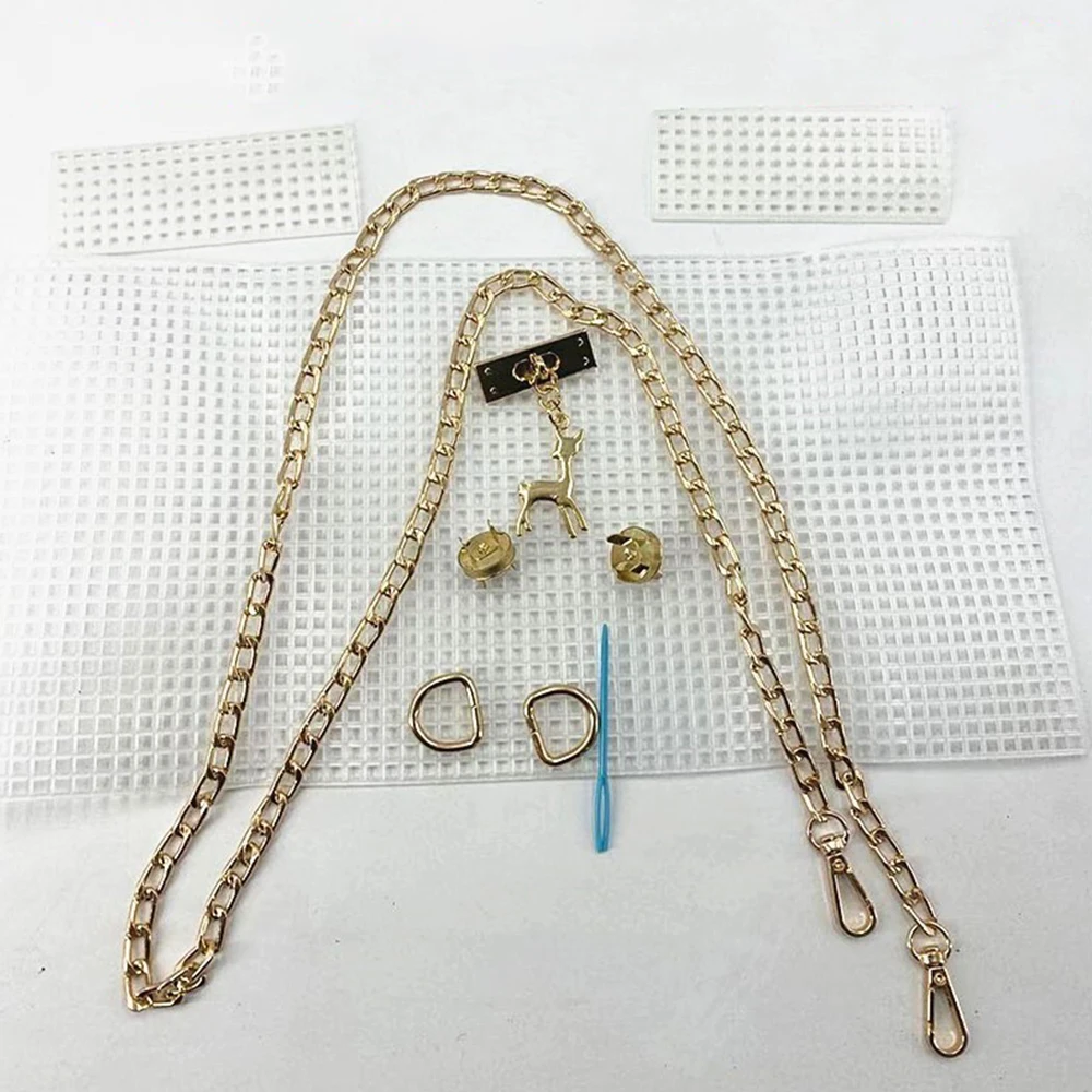 2022 New DIY Handmade Chain Woven Plastic Mesh Belt Fawn Chain Buckle Sewing Needle Embroidery Craft Bag Gift For Girlfriend