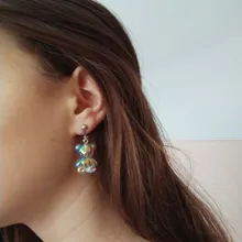 Pendientes de resina con forma de oso para mujer, joyería tridimensional, accesorio para la oreja