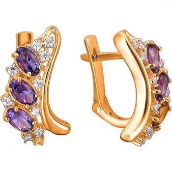 

Esthete earrings with amethyst and cubic zirconia in red gold