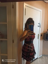 Vestido clásico de encaje con volantes para mujer, sin mangas, a cuadros, Vintage, gótico, minivestidos de baile, disfraz de Cosplay de talla grande