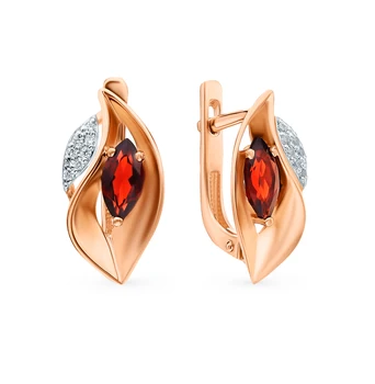 

Gold earrings with cubic zirconia and Garnet sunlight sample 585 test