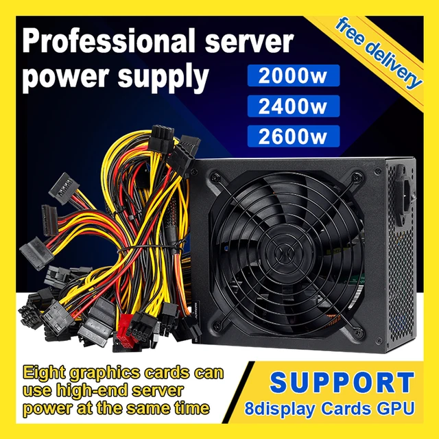 180V-260V Power Supply ETH ATX Mining Power Supply 2600W 2400W 2000W Bitcoin Miner Support 8 Display Cards GPU For Mining Rig 1