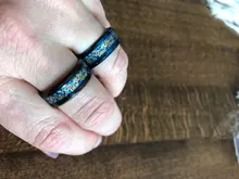 De acero de titanio anillos de dragón negro y hombre en azul regalos de boda banda de tamaño 6-12