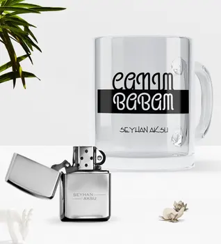 

Personalized Dear Dad Glass Mug Cup Gasoline Lighter Set-4
