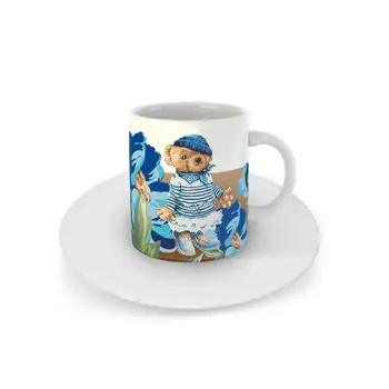 

Girl Bear Blue Magnolia Pattern Turkish Coffee Espresso Cup