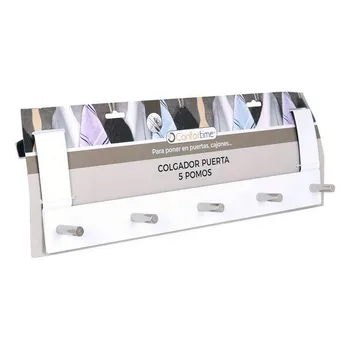 

Confortime Steel Door Hanger with 5 Hangers, Bathroom Hanger, Home Organization Item, Silver