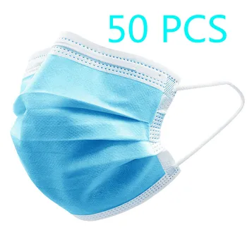 

50 PCS Disposable Masks White 3 Layers Anti-Dust Dustproof Earloop Face Mouth Masks Facial Protective Cover Mask