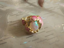 Joyería de estilo Retro dorado para mujer, anillo pintado a mano con aceite, joyería