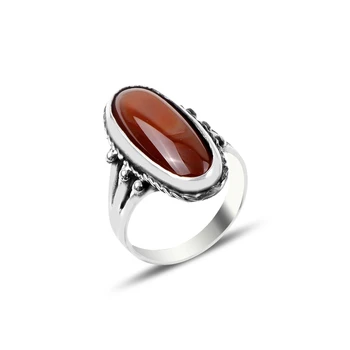 

Silver 925 Sterling Red Agate Stone Ring