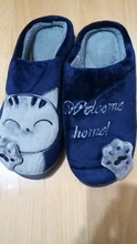 Women Slippers Indoor Shoes Cat Plush Cute Animal Prints Soft Cotton Short Floor 36-45