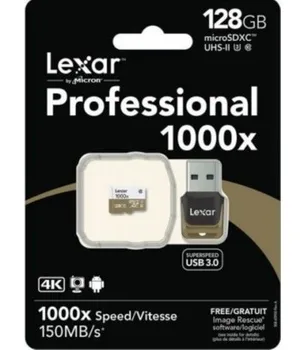 

LEXAR MICRO SDXC card 128 GB 150 M/S UHS-II 1000x + USB 3.0 adapter