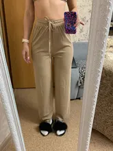 Pantalones cómodos y suaves de cintura alta para mujer, pantalón informal holgado de seda de hielo, pantalones largos de mujer 2021