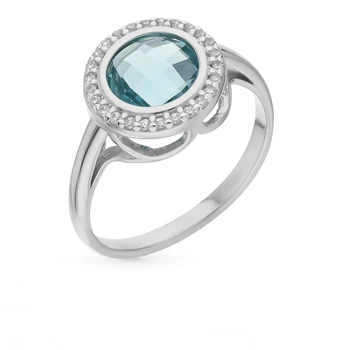 

Silver ring with Topaz and cubic zirconia sunlight sample 925 test