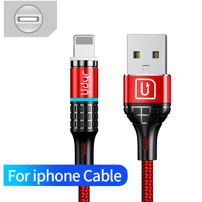 Магнитный кабель Udyr 1 м 2 м светодиодный кабель Micro usb type C Магнитный usb-кабель для зарядки iPhone X 7 8 XS Max XR huawei samsung xiaomi LG - Цвет: For ios Red