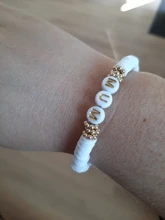 NeeFu WoFu-Pulseras con letras digitales para mujer, brazaletes con nombre bohemio hechos a mano, cuentas de disco personalizadas