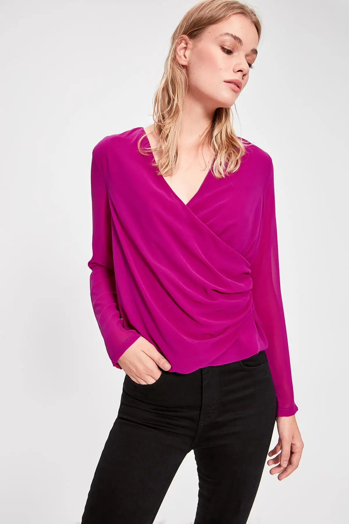 

Trendyol Purple Collar Detailed Bluz TWOAW20BZ0675