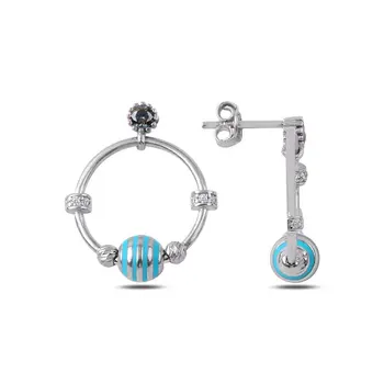 

Angemiel 925 Silver Zircon Stone and Cabochons Bulk Ring Studded Earrings-Rhodium Plated