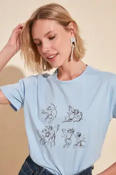 

Trendyol Printed Semi Fitted Knitted T-Shirt TWOSS20TS0770