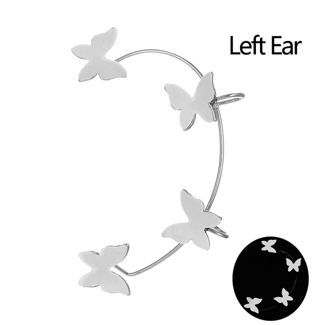 Luminous Butterfly Ear Cuff Clip For Women Copper Fake Piercing Butterfly Earring Glow In The Dark Fashion Jewelry Gift