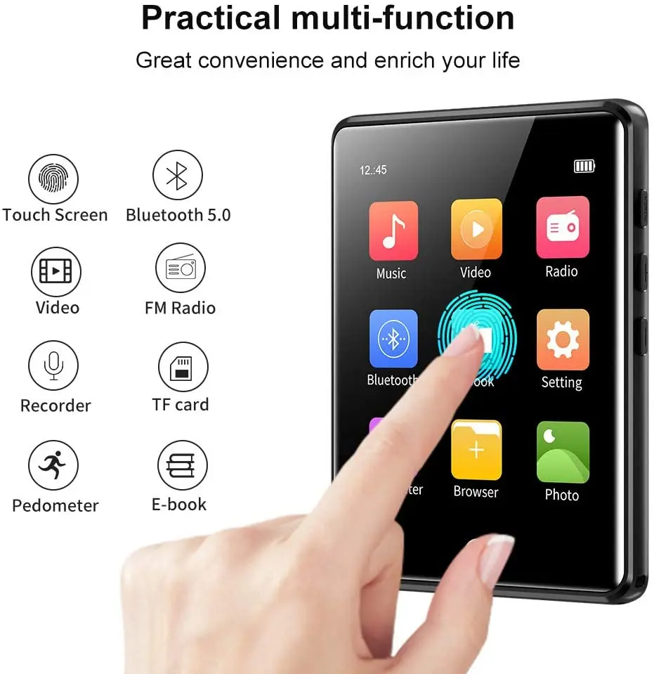 MP3 MP4 Player Bluetooth 5.1 2.8'' Touch Screen