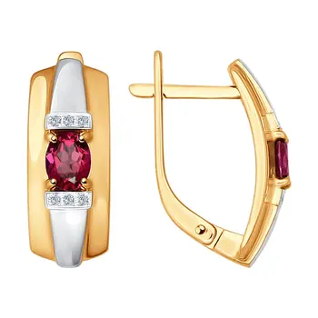 

Sokolov gold drop earrings with stones with diamonds and rubies, fashion jewelry, 585, women's male, long earrings