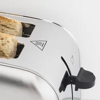H. koenig Baguettes Toaster Pan 2 Slots Long and Wide, length 4 Slices, 1500 W, 3 Functions, 7 Levels roasting, Steel 4