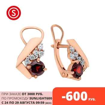 

Silver earrings with cubic zirconia and Garnet sunlight sample 925 test