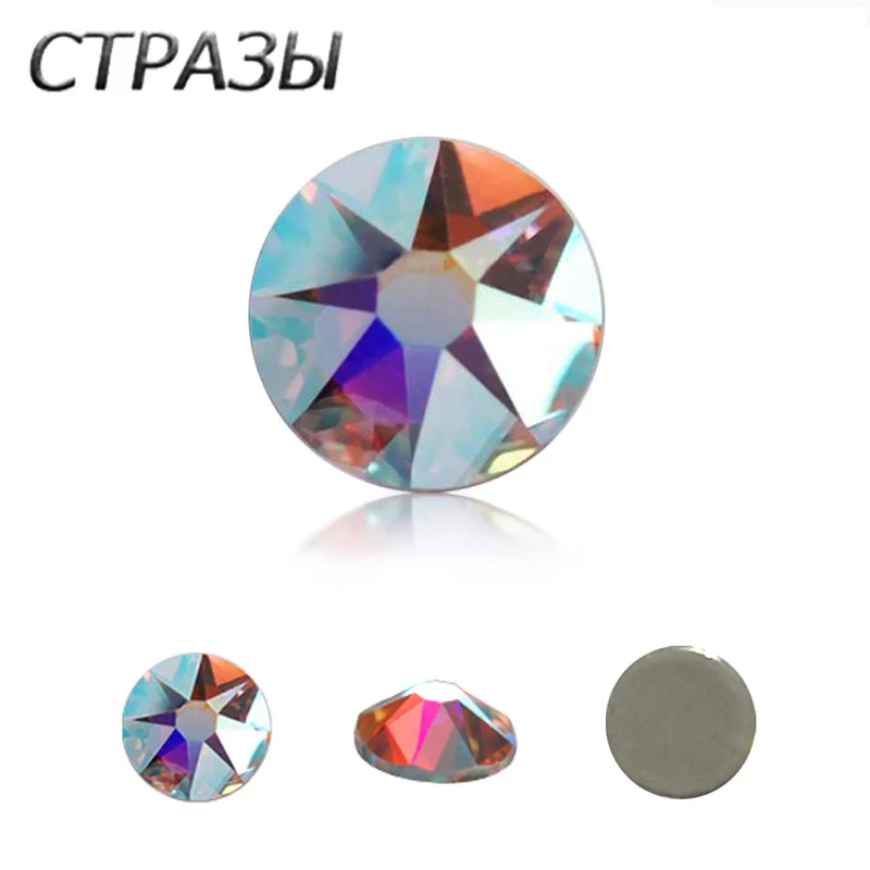 Стразы горячей фиксации CTPA3bI кристалл AB плоская форма супер блестящий железо на
