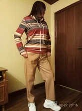 Pants Trousers Women Drawstring Female High-Waist WOTWOY Spliced Loose Autumn Straight