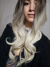 HAIR Wig Light Blonde Platinum Middle-Part Heat-Resistant Cosplay Brown Long-Wavy Natural