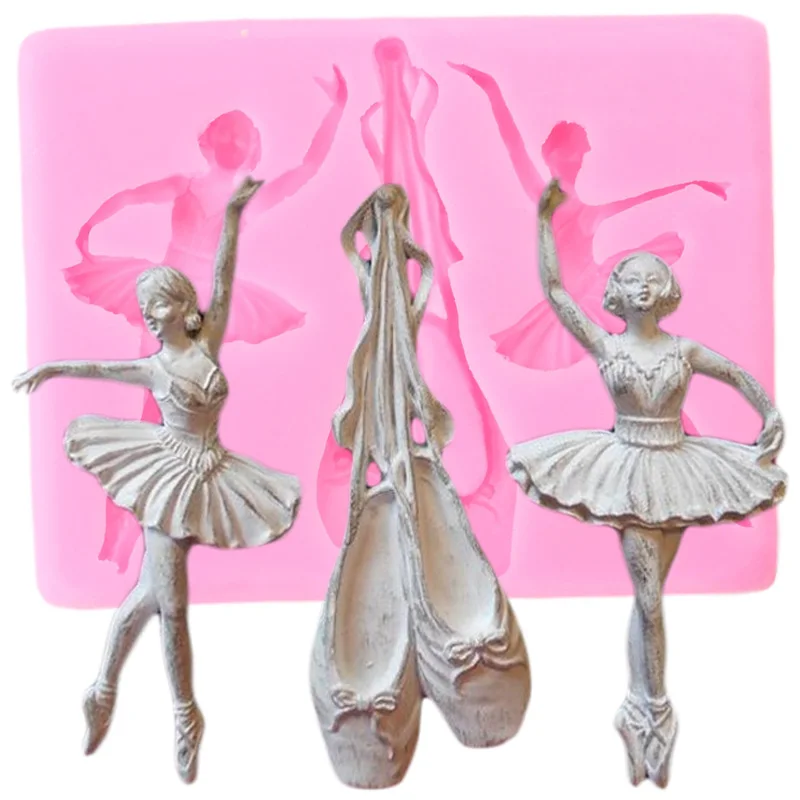 Moldes de silicone para bailarina 3d, forma de fondant para bailarina