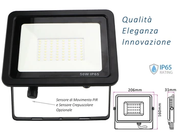 

Headlight Led Flood Light Slim 50W IP65 neutral white casing black PIR sensor optional CL1918