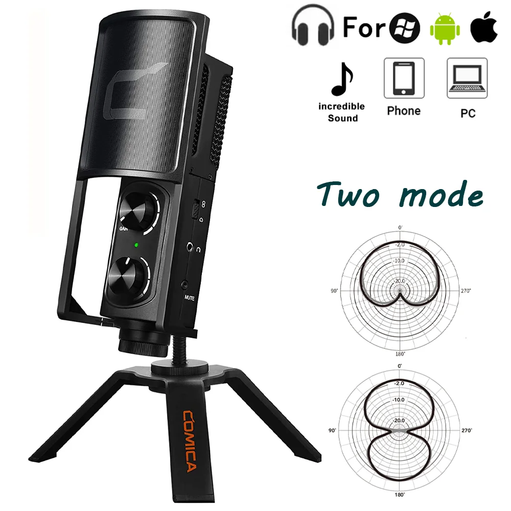 

Comica STM-USB Condenser Microphone With Recording for Laptop Windows Mac Real-Time Studio Video mode For Youtube Livestream