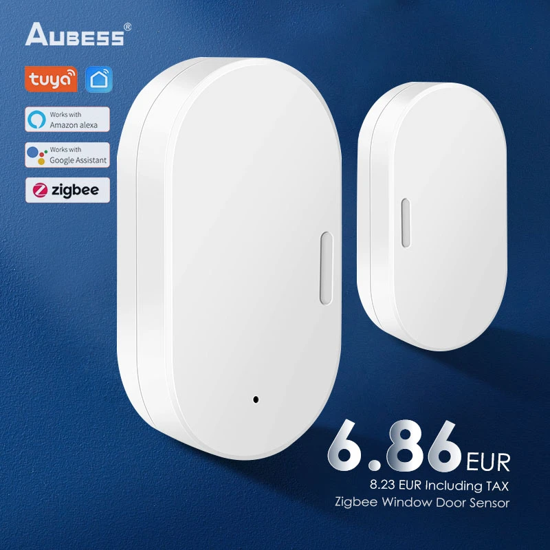 Aubess Tuya Zigbee Door Window Sensor detector Smart Life APP Home Alarm Automation Home Security Anti-theft Alexa Google Home keypad ring alarm