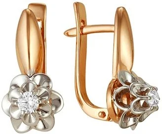 

Master brilliant earrings flowers with 2 diamonds in red gold