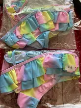 Conjunto de Bikini de dos piezas para niña adolescente, traje de baño con estampado de arco iris, bañadores para niño/a, ropa de playa, 3 ~ 14 años